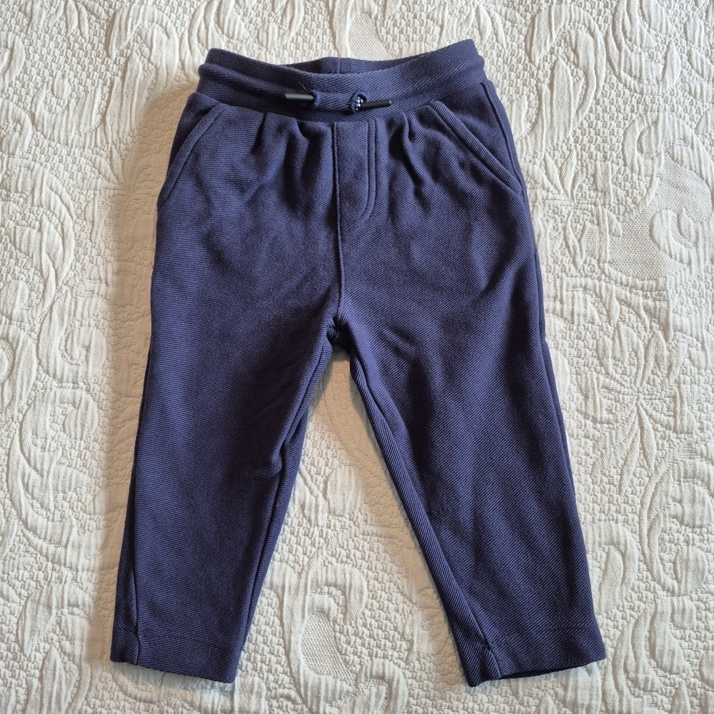 Hanna Andersson boys 2T pull on navy blue pants, with drawstring 4 pockets VGUC